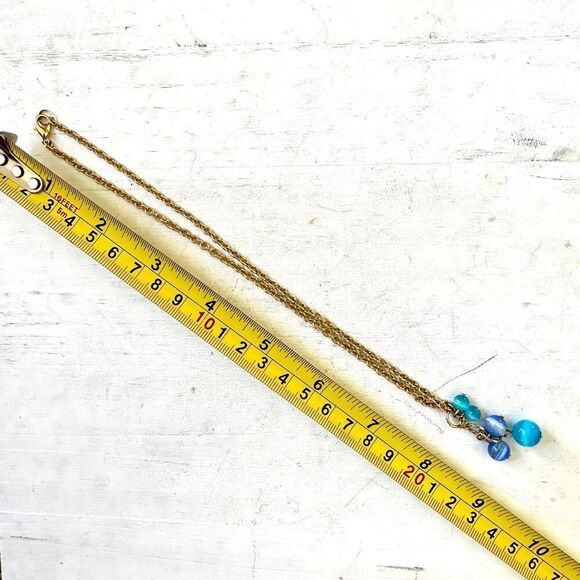 Gold tone blue beaded necklace - Picture 8 of 8